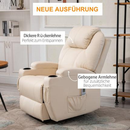Elektrischer Relax-Massagesessel, Kunstleder, beige