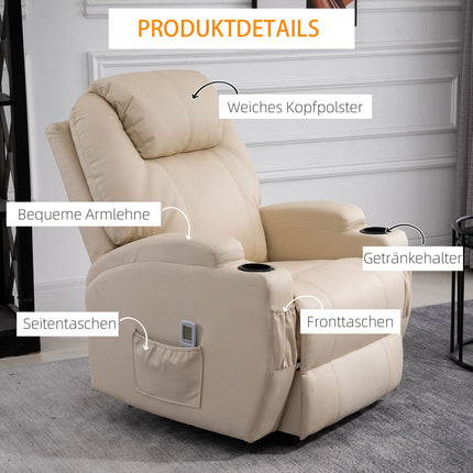 Elektrischer Relax-Massagesessel, Kunstleder, beige