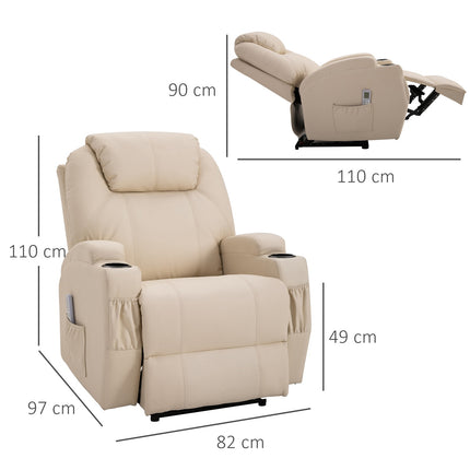Elektrischer Relax-Massagesessel, Kunstleder, beige