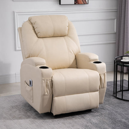 Elektrischer Relax-Massagesessel, Kunstleder, beige