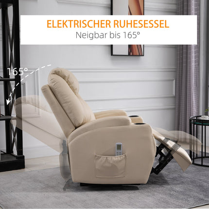 Elektrischer Relax-Massagesessel, Kunstleder, beige