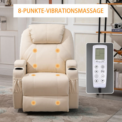 Elektrischer Relax-Massagesessel, Kunstleder, beige