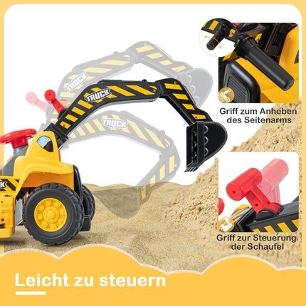 Elektrisches Aufsitz-Bagger-Spielzeug mit Stauraum und Basketballkorb