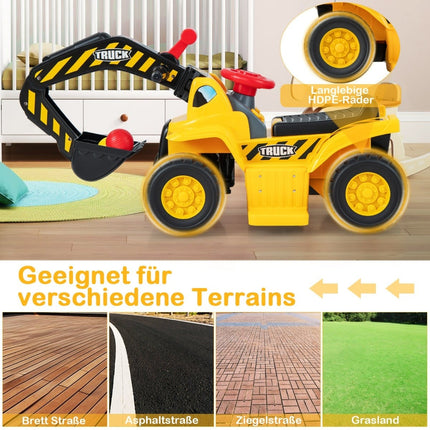 Elektrisches Aufsitz-Bagger-Spielzeug mit Stauraum und Basketballkorb