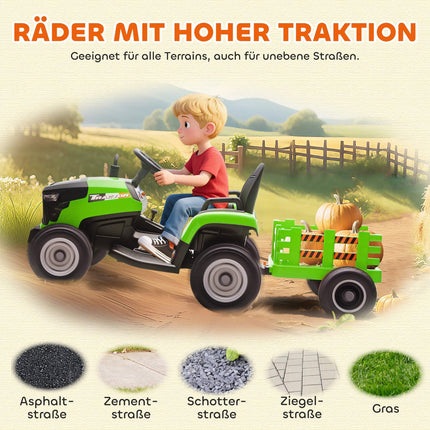 Elektrischer Aufsitz-Traktor mit Fernbedienung, 3-8 Jahre, Grün