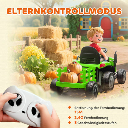 Elektrischer Aufsitz-Traktor mit Fernbedienung, 3-8 Jahre, Grün