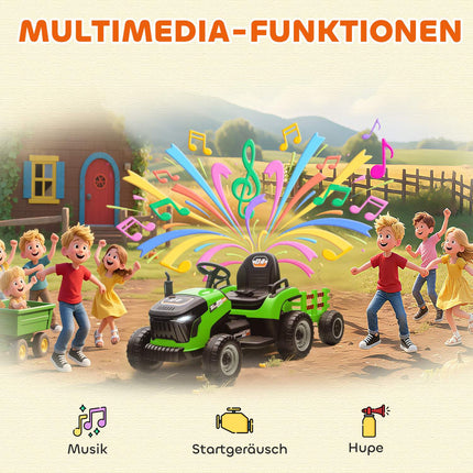 Elektrischer Aufsitz-Traktor mit Fernbedienung, 3-8 Jahre, Grün
