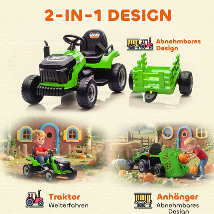Elektrischer Aufsitz-Traktor mit Fernbedienung, 3-8 Jahre, Grün