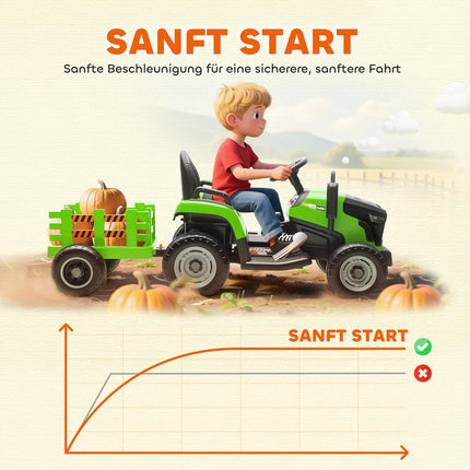 Elektrischer Aufsitz-Traktor mit Fernbedienung, 3-8 Jahre, Grün