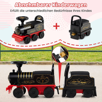 Elektrische Aufsitzbahn mit abnehmbarem Waggon, 6V, Schwarz