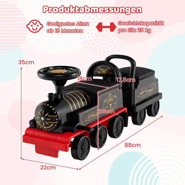 Elektrische Aufsitzbahn mit abnehmbarem Waggon, 6V, Schwarz