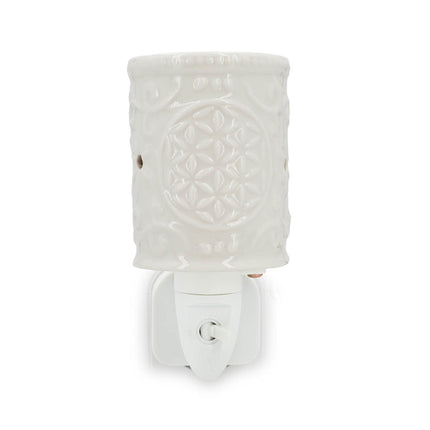 Electric Scented Lamp, Ceramic, White, Floral Design