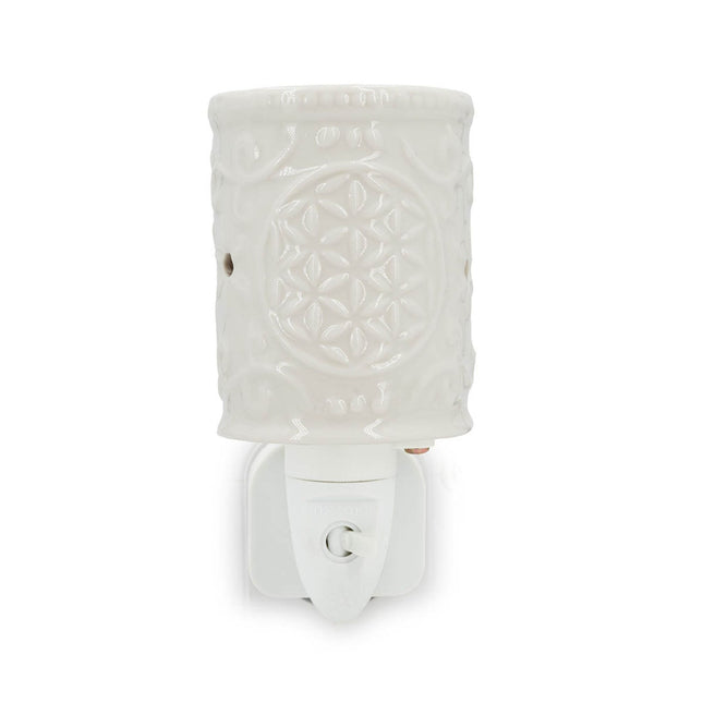 Elektrische Duftlampe, Keramik, Weiß, Blumendesign