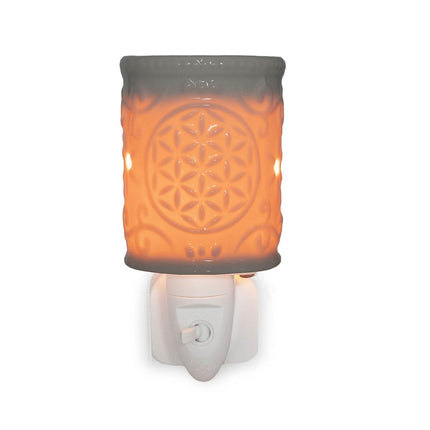 Electric Scented Lamp, Ceramic, White, Floral Design