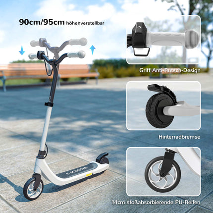 Electric Scooter for Kids, 6 km Range, Black & White