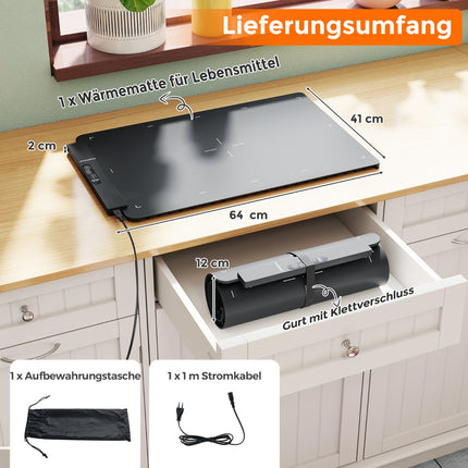 Elektrische Silikon-Speisewärmematte, schnelle Erwärmung, 64x41 cm