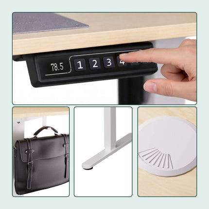 Elektrischer Sitz-Steh-Schreibtisch – Holzoptik-Platte, Speicher-Voreinstellungen