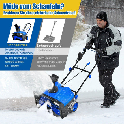 Elektrische Schneefräse mit LED-Leuchten Räummaschine 118 x 51 x 96 cm Blau + Schwarz