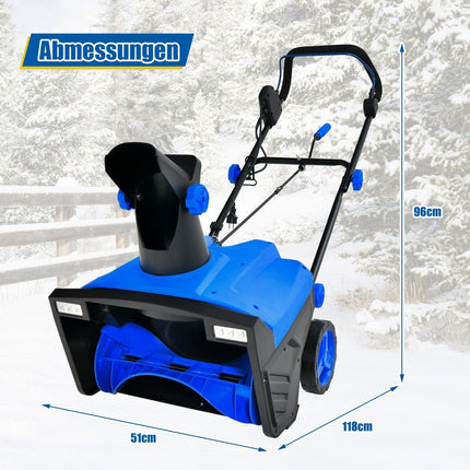 Elektrische Schneefräse mit LED-Leuchten Räummaschine 118 x 51 x 96 cm Blau + Schwarz