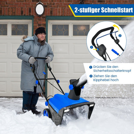 Elektrische Schneefräse mit LED-Leuchten Räummaschine 118 x 51 x 96 cm Blau + Schwarz