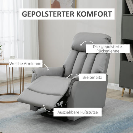 Elektrischer Relaxsessel mit Aufstehhilfe, Mikrofaser Grau