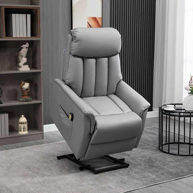 Electric recliner with standing aid, microfibre grey