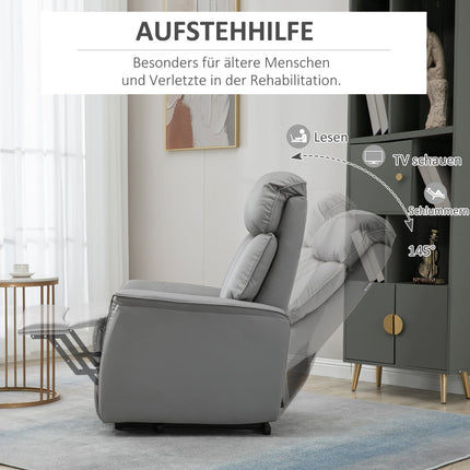 Elektrischer Relaxsessel mit Aufstehhilfe, Mikrofaser Grau