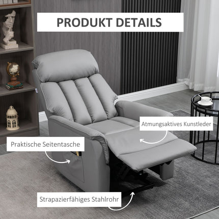 Elektrischer Relaxsessel mit Aufstehhilfe, Mikrofaser Grau