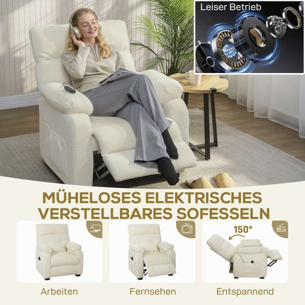 Electric TV Recliner with Footrest and Remote Control, USB Port, Side Pockets