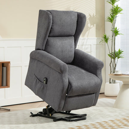 Fauteuil TV électrique avec aide à la verticalisation, fauteuil de relaxation avec fonction inclinable, aspect lin, fauteuil TV avec poche latérale, télécommande