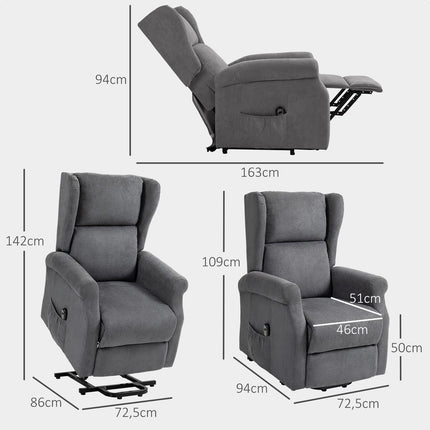 Fauteuil TV électrique avec aide à la verticalisation, fauteuil de relaxation avec fonction inclinable, aspect lin, fauteuil TV avec poche latérale, télécommande