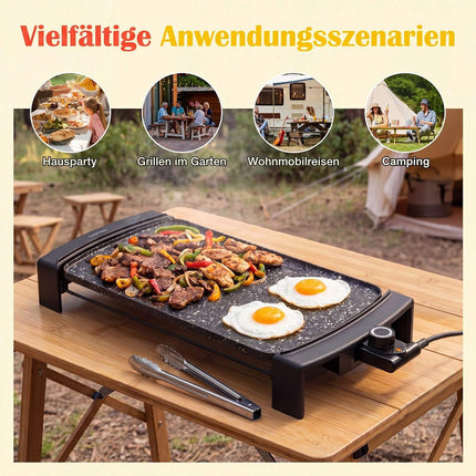 Elektrische tafelgrill, 2150W, dubbele zone, antiaanbaklaag, 44x24 cm