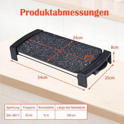 Elektrische tafelgrill, 2150W, dubbele zone, antiaanbaklaag, 44x24 cm