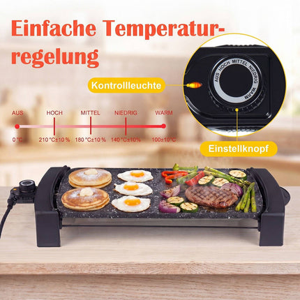 Elektrische tafelgrill, 2150W, dubbele zone, antiaanbaklaag, 44x24 cm