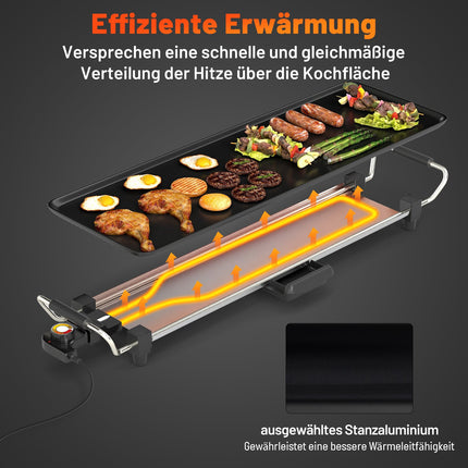 Electric Teppanyaki Grill Plate, 70cm Non-Stick Surface