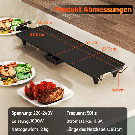 Electric Teppanyaki Grill Plate, 70cm Non-Stick Surface