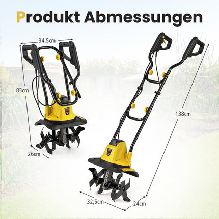 Elektro-Bodenhacke 750W – 32 cm Arbeitsbreite, 22 cm Arbeitstiefe