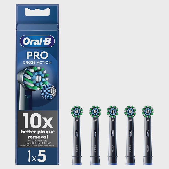 Elektrische Zahnbürstenköpfe, Cross Action, Schwarz, 5er-Pack