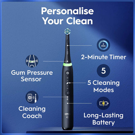 Electric Toothbrush with Travel Case, 5 Modes, Black