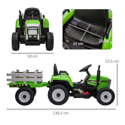 Electric ride-on tractor for children with trailer and remote control