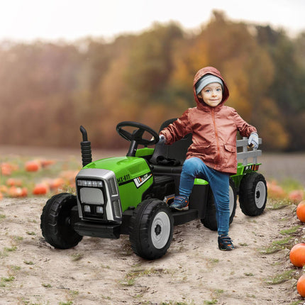 Electric ride-on tractor for children with trailer and remote control