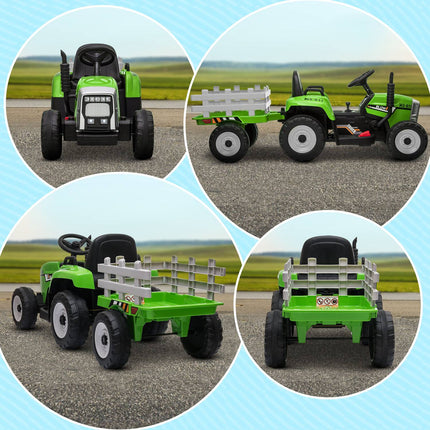 Electric ride-on tractor for children with trailer and remote control