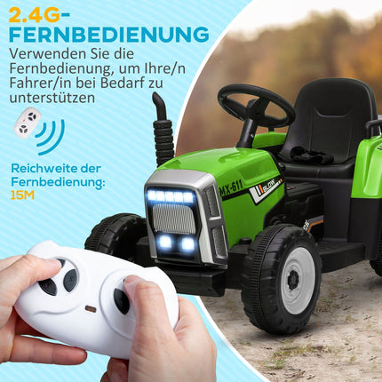 Electric ride-on tractor for children with trailer and remote control