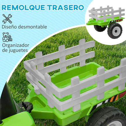Electric ride-on tractor for children with trailer and remote control