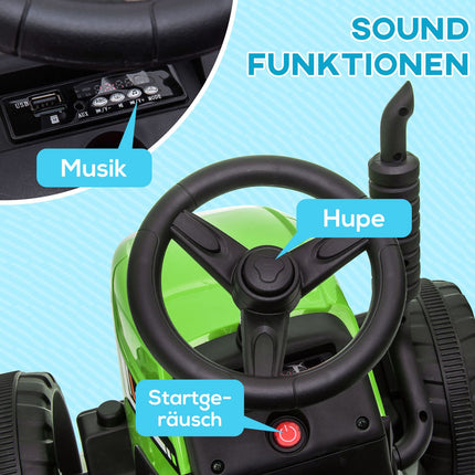Electric ride-on tractor for children with trailer and remote control