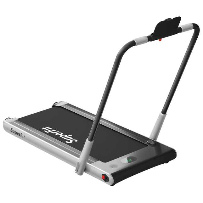 Elektrisches Laufband, 1–12 km/h, LED-Anzeige, faltbar, Heimtrainer, Fitnessgerät, 120 kg, Silber