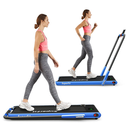 Elektrisches Laufband, 1–12 km/h, LED-Display, faltbar, Heimtrainer, Fitnessgerät, 120 kg, Marineblau