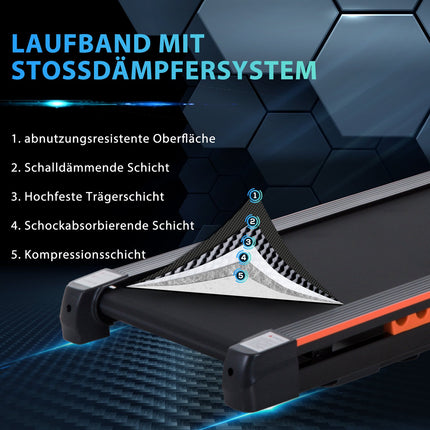 Skládací elektrický běžecký pás - LCD displej, ocel, černá