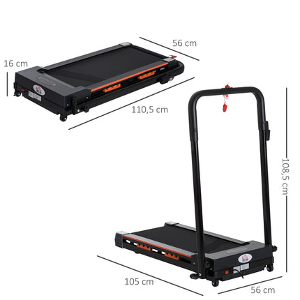 Skládací elektrický běžecký pás - LCD displej, ocel, černá