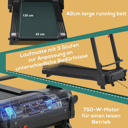 Zusammenklappbares elektrisches Laufband mit LCD & MP3, 1-14 km/h